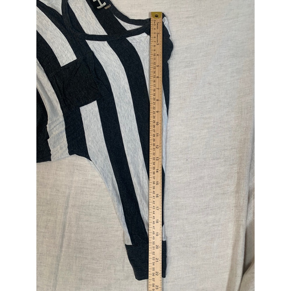 Heather By Bordeaux Knit Top Women's Black White Striped‎ Dolman Sleeve Tee - Picture 7 of 7